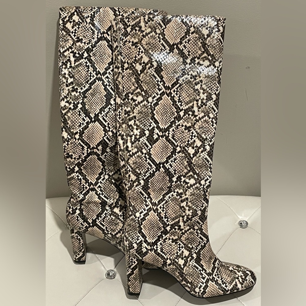 Zara Black and Cream Snakeskin Boots